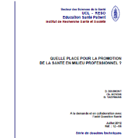 Quelle place pour la promotion de la santé dans le milieu professionnel?